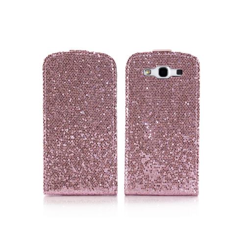 Etui clapet rose à paillettes pour Samsung Galaxy S3 I9300