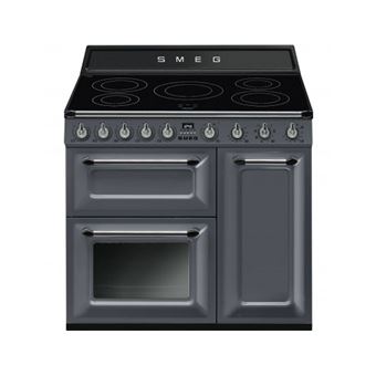 Smeg Victoria TR93IGR - Cuisinière (four à deux étages) - pose libre - largeur : 90 cm - profondeur : 65.5 cm - hauteur : 102.7 cm - avec système auto-nettoyant - Gris ardoise