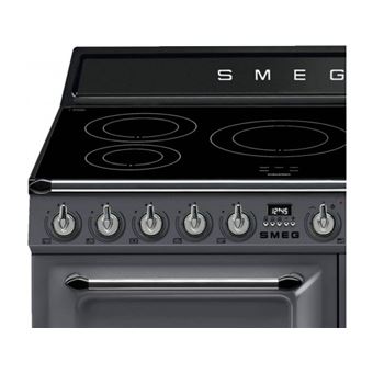 Smeg Victoria TR93IGR - Cuisinière (four à deux étages) - pose libre - largeur : 90 cm - profondeur : 65.5 cm - hauteur : 102.7 cm - avec système auto-nettoyant - Gris ardoise