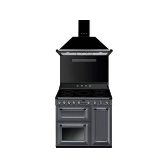 Smeg Victoria TR93IGR - Cuisinière (four à deux étages) - pose libre - largeur : 90 cm - profondeur : 65.5 cm - hauteur : 102.7 cm - avec système auto-nettoyant - Gris ardoise