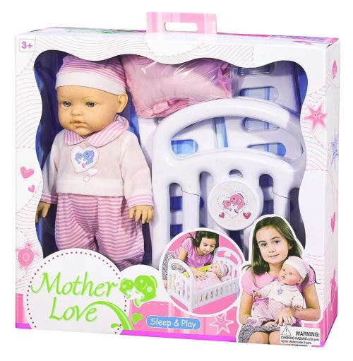 Imagin - Poupée bébé 43cm avec berceau bois