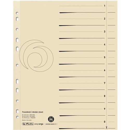 Herlitz Intercalaires A4 extra large carton manille impression organisationnelle chamois - vue 2