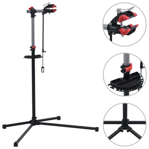 vidaXL Fietsreparatiestandaard 104x68x(110-190) cm staal zwart