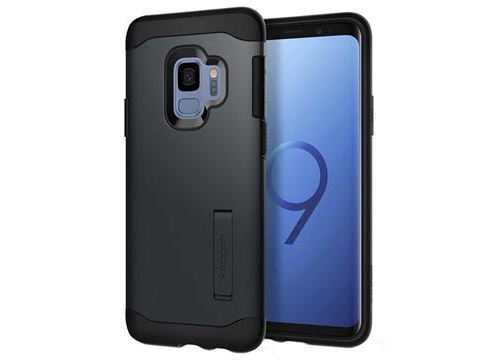 Spigen Slim Armor - Achterzijde behuizing voor mobiele telefoon - polycarbonaat, thermoplastic polyurethaan (TPU) - metallic leigrijs - voor Samsung Galaxy S9