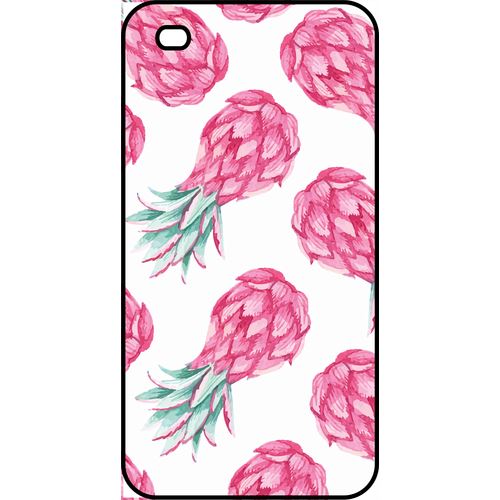 Coque Apple Iphone 4 Ananas Rose Fond Blanc
