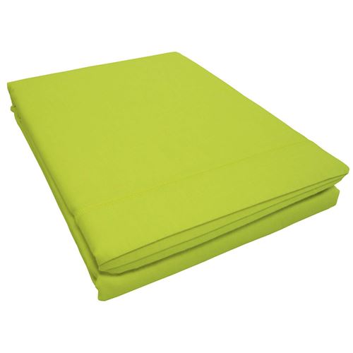Drap plat 1 personne 180 x 290 cm uni 57 fils lina + point bourdon Pistache