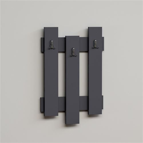 Porte-manteaux palettes bois Nix - L. 45 x H. 66 cm - Gris anthracite