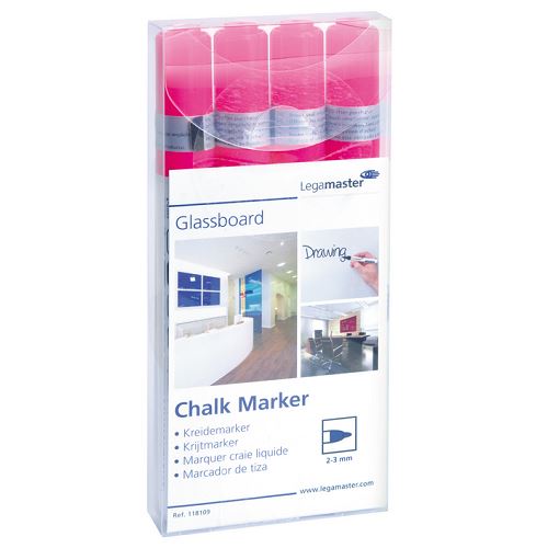 Marqueurs craie pour tableau en verre - Lot de 4 - rose