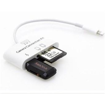 15% sur VSHOP® Adaptateur Lightning vers Lecteur de Carte SD, Lightning to  SD Card Camera Reader Adapter pour Apple iPhone 5/5S/SE/6/6S/6 Plus/7/7  Plus/iPad Mini/Air/Pro - Adaptateur et convertisseur - Achat & prix