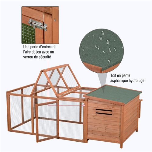 Poulailler Cage à Poules Pondoir Perchoir Tiroir Déjection Grand