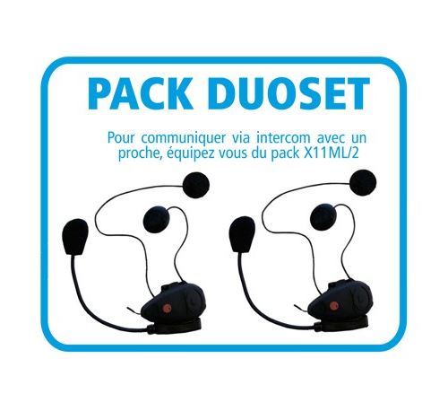 Pack DUOSET - 2 Kits mains-libres moto BLUETOOTH avec intercom • X11ML-2