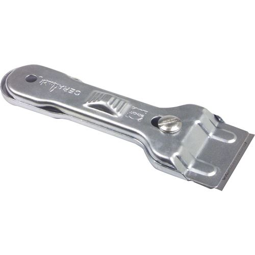Scanpart 1100000017 Verre Céramique Spatule Pour Le Nettoyage Des Surfaces De Cuisson/manche Ergonomique Avec Fonction Rideaux/argenté