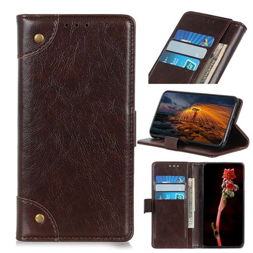 Etui en PU texture nappa café pour votre Sony Xperia L4