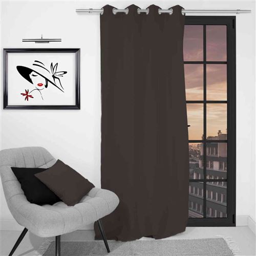 Rideau à oeillets infroissable Alix - 135 x 250 cm - Marron