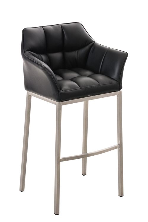 CLP Tabouret de bar Damaso en Similicuir , Noir /Acier inoxydable