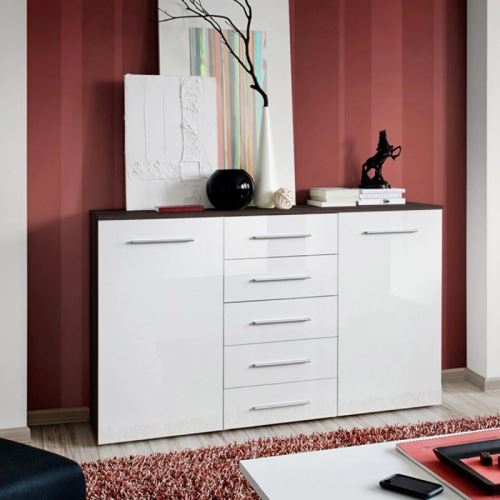 Paris prix - buffet 2 portes design 'fox' 150cm blanc & wengé