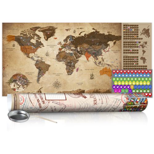 Carte à gratter - Carte vintage - poster (version anglaise) -