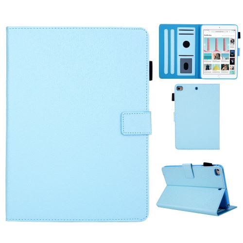 Etui en PU avec stockage de cartes bleu clair pour votre Apple iPad Mini 9.7 (2019)/4/3/2/1