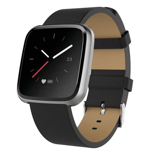 Bracelet de montre Compatible avec Fitbit Versa Lite, Cuir - Noir