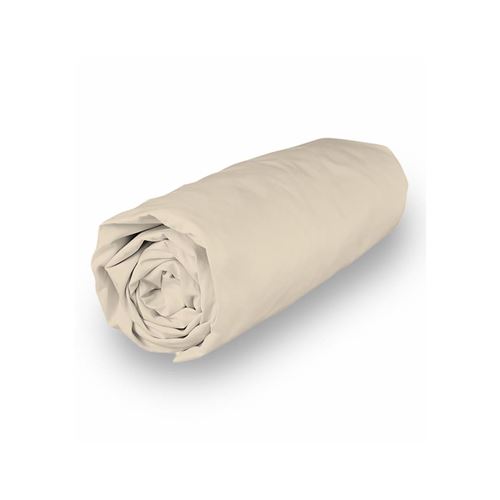 Drap housse en coton percale 180x200 cm CAMILLE ecru, par Songe de Camille