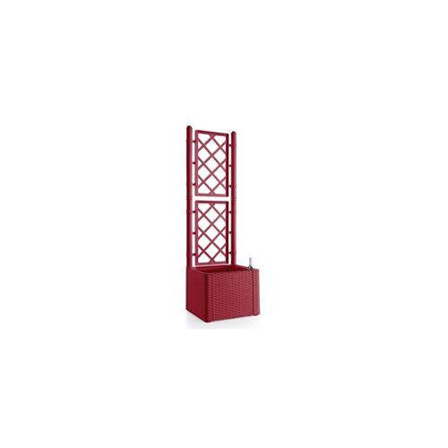 STEFANPLAST Bac a fleurs carré Natural Deluxe avec treillis - 43x43x142 h - 35 + 2 litres dans la réserve - Rouge