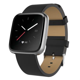 Bracelet de montre Compatible avec Fitbit Versa 2 Cuir Noir