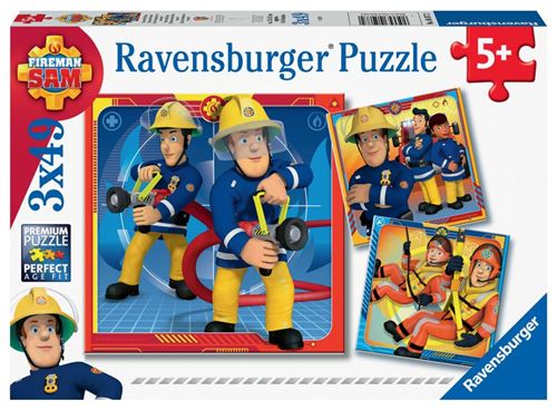 Puzzles 3x49 pieces Notre héros sam le pompier