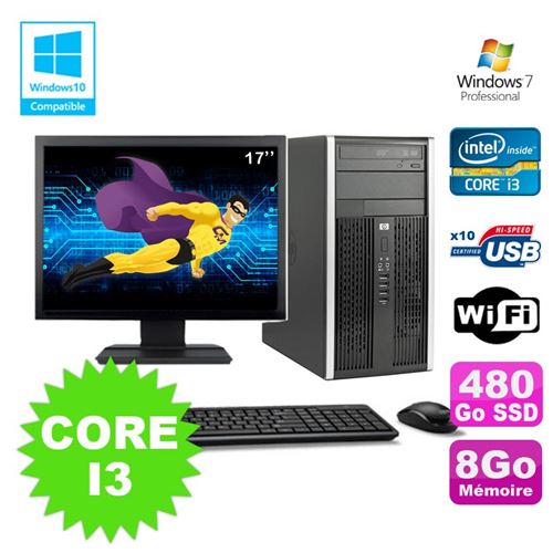 Pc tour hp pro 6200 core i3 3.1ghz 8go 480go ssd graveur wifi w7 ecran 17' État correct - Hewlett-Packard reconditionné disponible sur Fnac