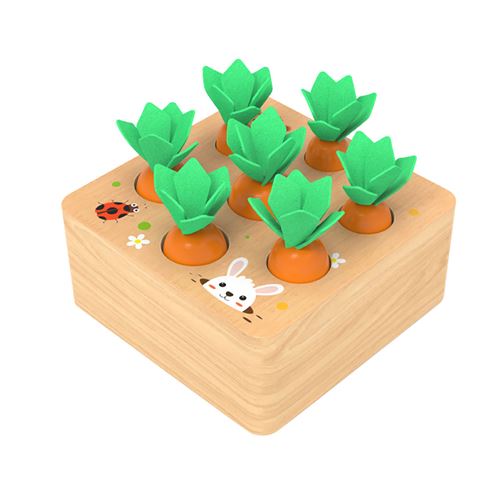 Puzzle Jouets éducatifs en bois pour les tout-petits jeu tri taille forme carottes - Multicolore