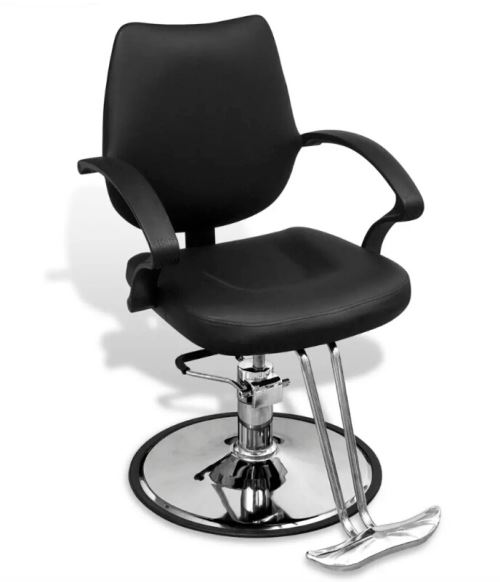 Fauteuil de coiffeur professionnel imitation cuir noir Chaise
