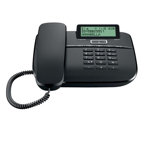 Gigaset DA611 - Téléphone filaire avec ID d'appelant - noir
