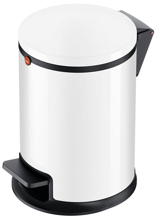 Hailo 0504-030 Poubelle de Salle de Bain à Pédale, Acier Inoxydable, Blanc, 29 x 23 x 23 cm