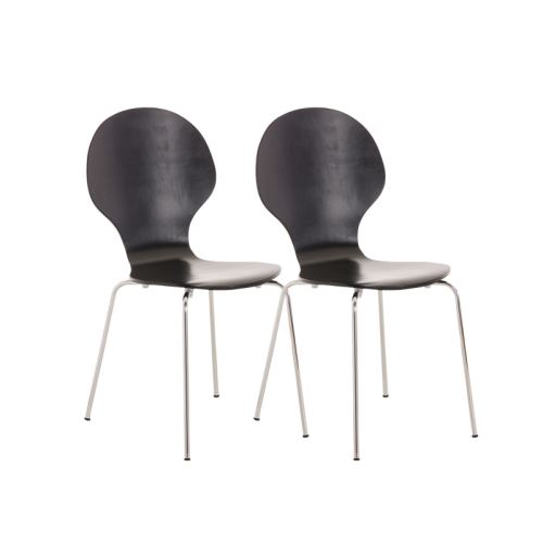 Lot de 2 chaises empilables en bois Diego , Noir