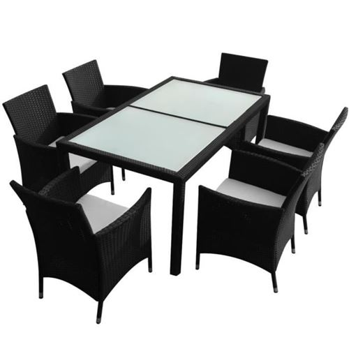 Vidaxl Noir Salon De Jardin En.casa Acier 7 Pieces