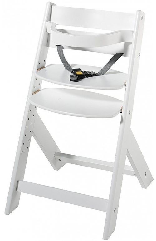 Chaise haute hêtre massif blanc Domino