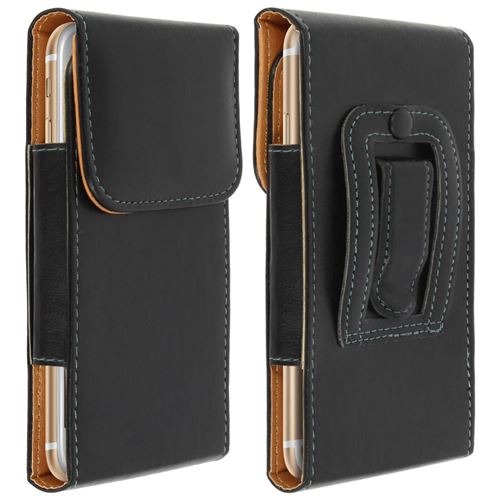 Housse universelle ceinture vertical cuir - noir