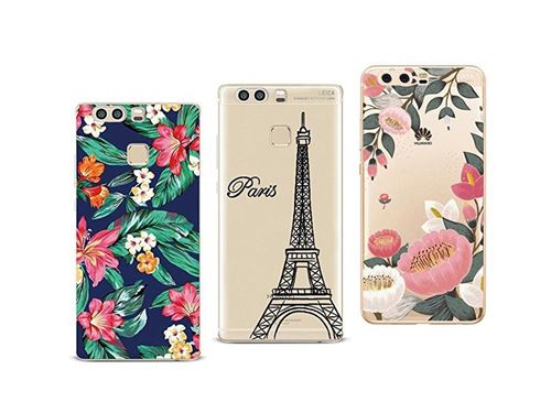 Huawei P9 - Pack de 3 Coques souples et résistantes anti choc avec impression gravée de qualité pour Huawei P16