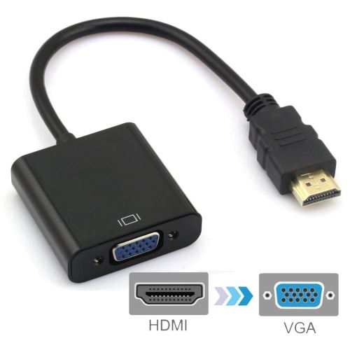 Connectique Câble & adaptateur moniteur 20cm HDMI 19 broches mâle vers VGA femelle câble adaptateur (noir)