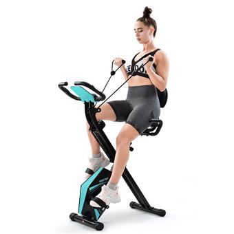 Merax Velo D Appartement Pliable En X 8 Niveaux De Resistance Reglable Avec Ordinateur Lcd Pulsometre Dossier Et Accoudoir Bleu Velos De Cardio Training Achat Prix Fnac