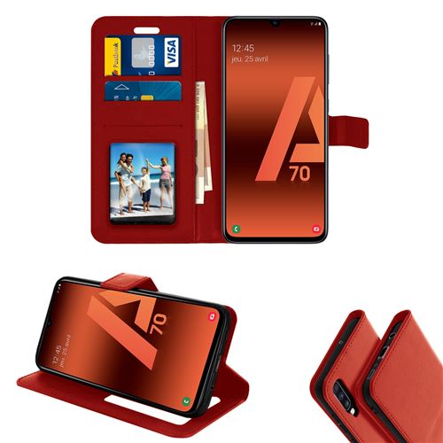 Etui Rouge Portefeuille pour Samsung Galaxy A70