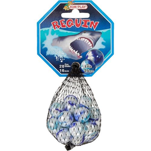 Kim'Play- Lot de 20+1 Billes, Requin, 3 ans to 99 ans,500832