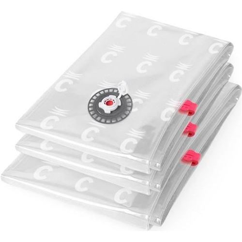 compactor lot de 3 sacs de compression aspispace 2 tailles m et l transparent