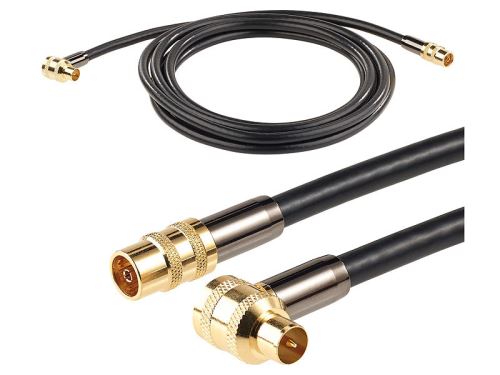 Câble antenne coaxial HDTV Premium 105 dB à connecteur coudé 90° - 3 m