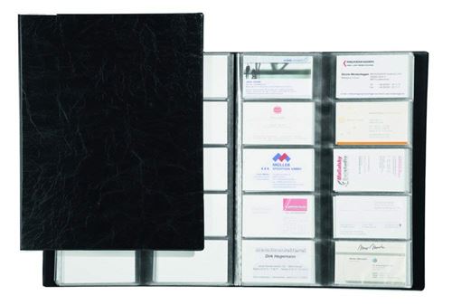 Durable 244501 Visifix 400 Reliure à Pochettes Soudées Format A4 Capacité 400 Cartes - 20 Pochettes Grain Cuir Noir