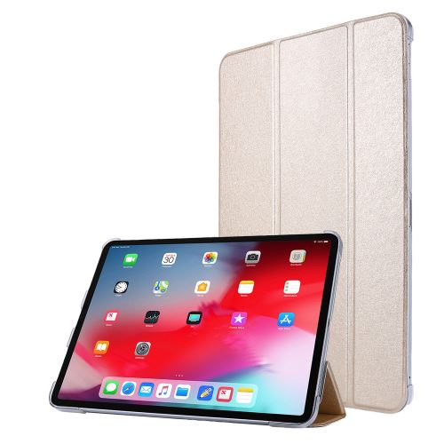 Etui en PU + TPU flip de soie avec support tri-pliure or pour votre Apple iPad Pro 12.9 pouces (2020)