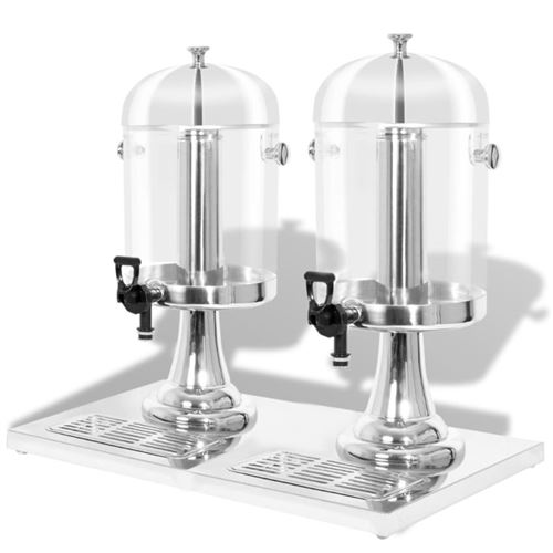 Vidaxl Transparent Double Distributeur De Jus En Acier Inoxydable 2 X 8 L