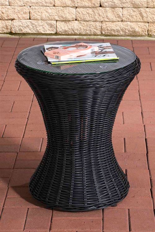 Table en polyrotin et plateau de verre Sandino , Noir