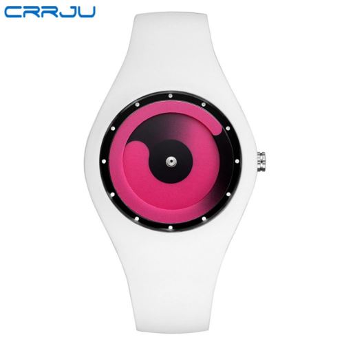 Montre Homme Femme Sport Quartz #2136 Blanc+Pink