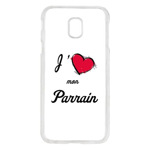 Coque J'aime Mon Parrain Blanc Compatible Galaxy J7 2017 Transparent