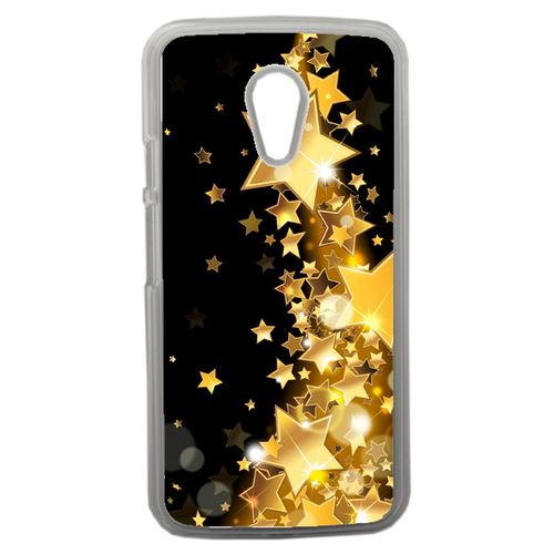 Coque Étoile D'or Sur Fond Noir Compatible Motorola Moto G2 Transparent